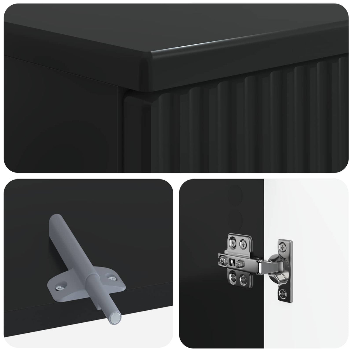 3 Piece Bathroom Cabinet Set ARNHEM Black Engineered Wood