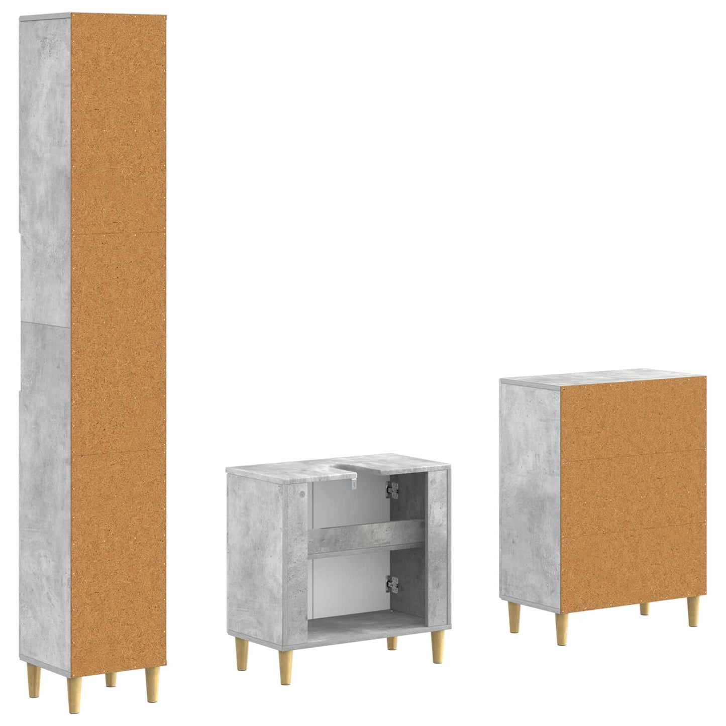 3 Piece Bathroom Cabinet Set ARNHEM Concrete Grey