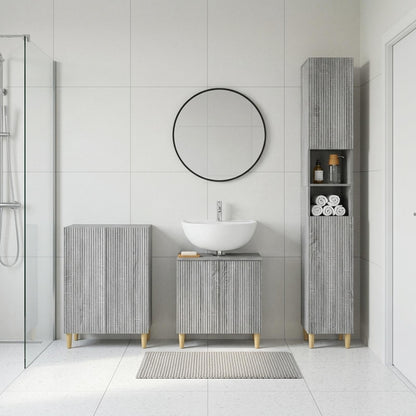 3 Piece Bathroom Cabinet Set ARNHEM Grey Sonoma Engineered Wood