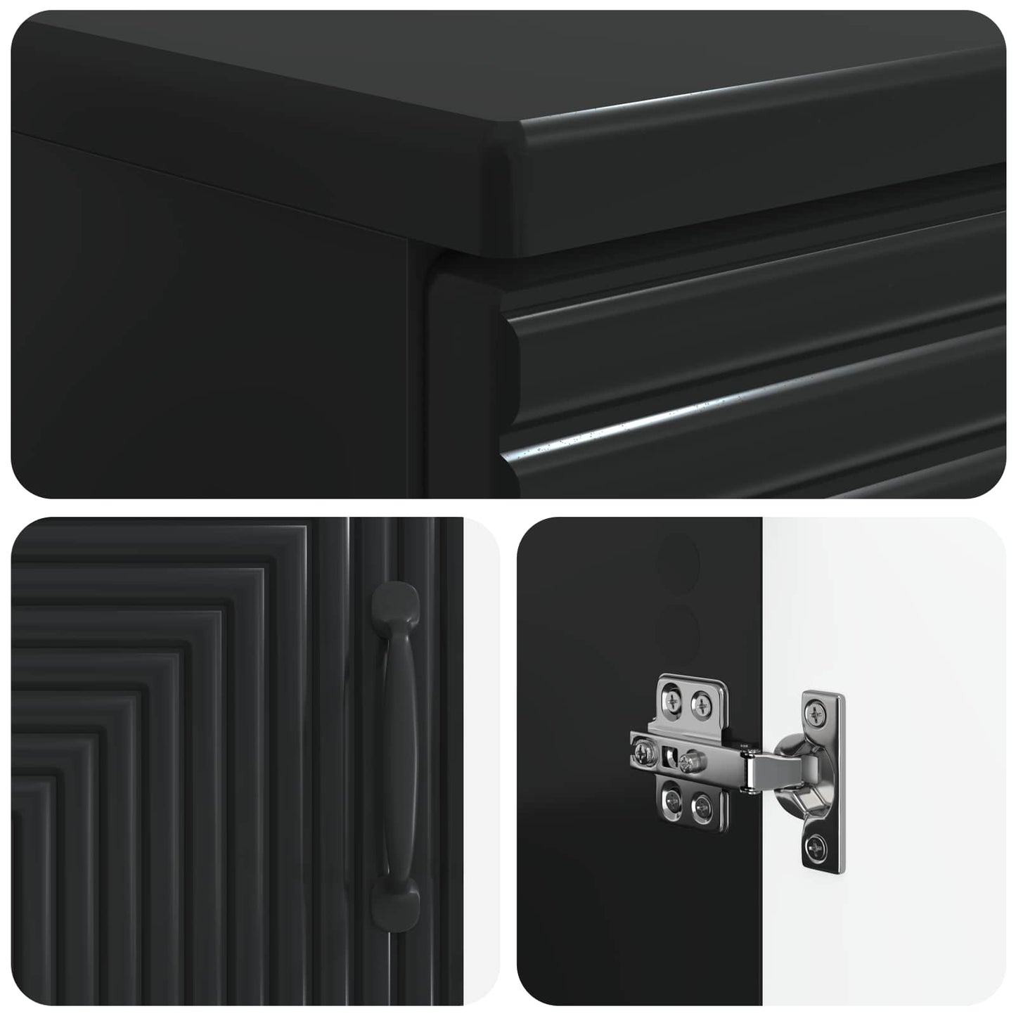 3 Piece Bathroom Cabinet Set HAARLEM Black Engineered Wood