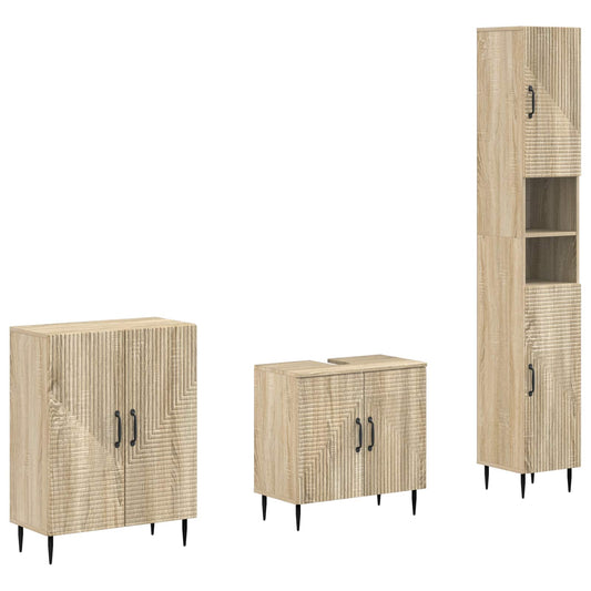 3 Piece Bathroom Cabinet Set HAARLEM Sonoma Oak Engineered Wood