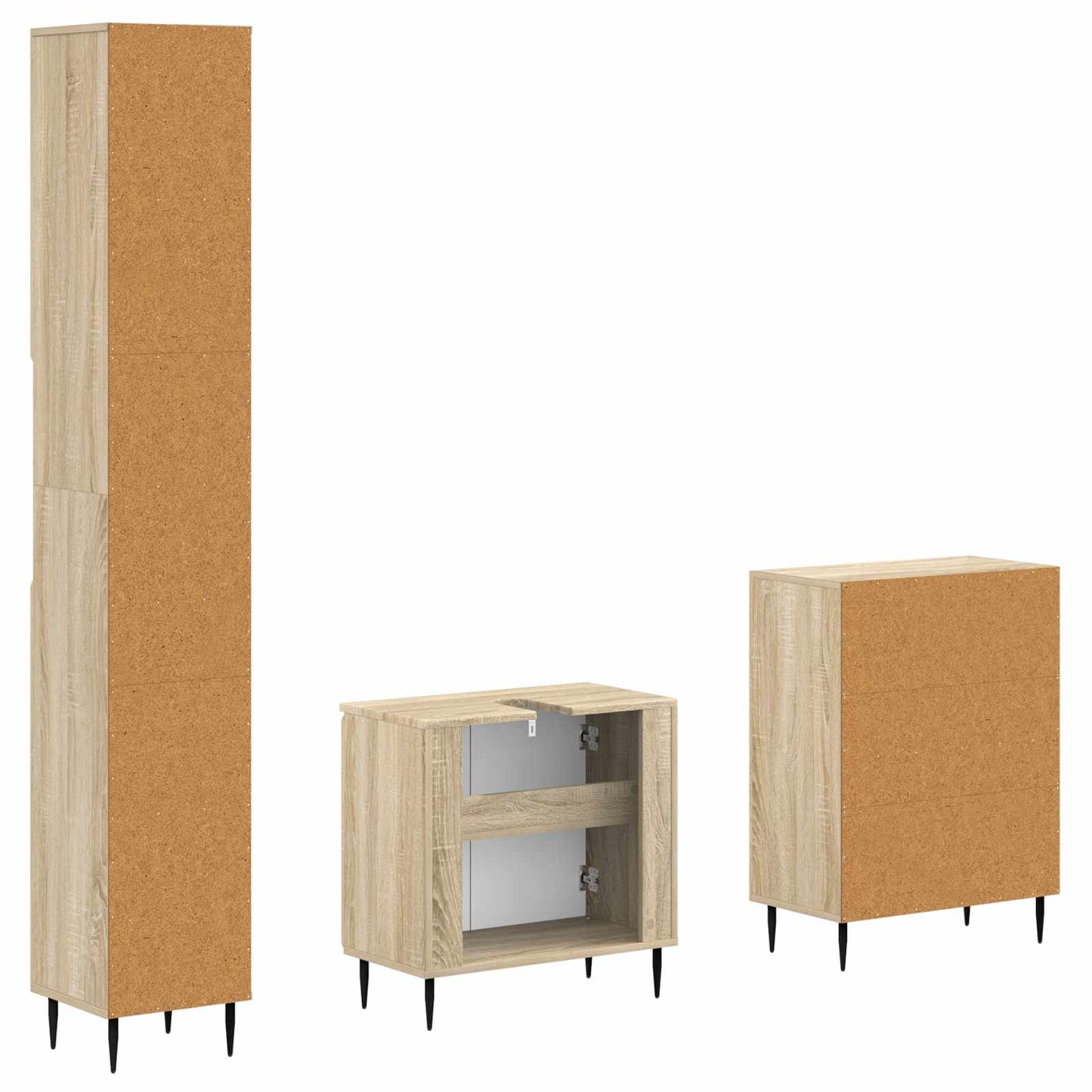 3 Piece Bathroom Cabinet Set HAARLEM Sonoma Oak Engineered Wood