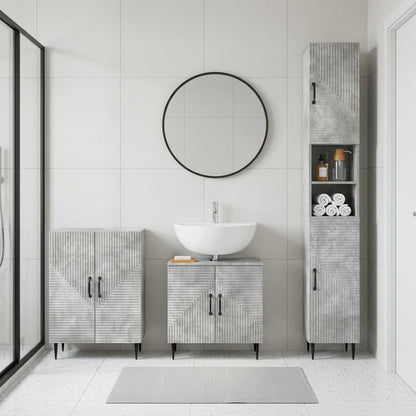 3 Piece Bathroom Cabinet Set HAARLEM Concrete Grey
