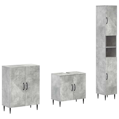 3 Piece Bathroom Cabinet Set HAARLEM Concrete Grey