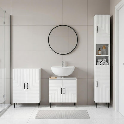 3 Piece Bathroom Cabinet Set HAARLEM High Gloss White