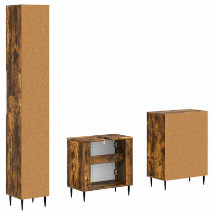 3 Piece Bathroom Cabinet Set HAARLEM Smoked Oak Engineered Wood