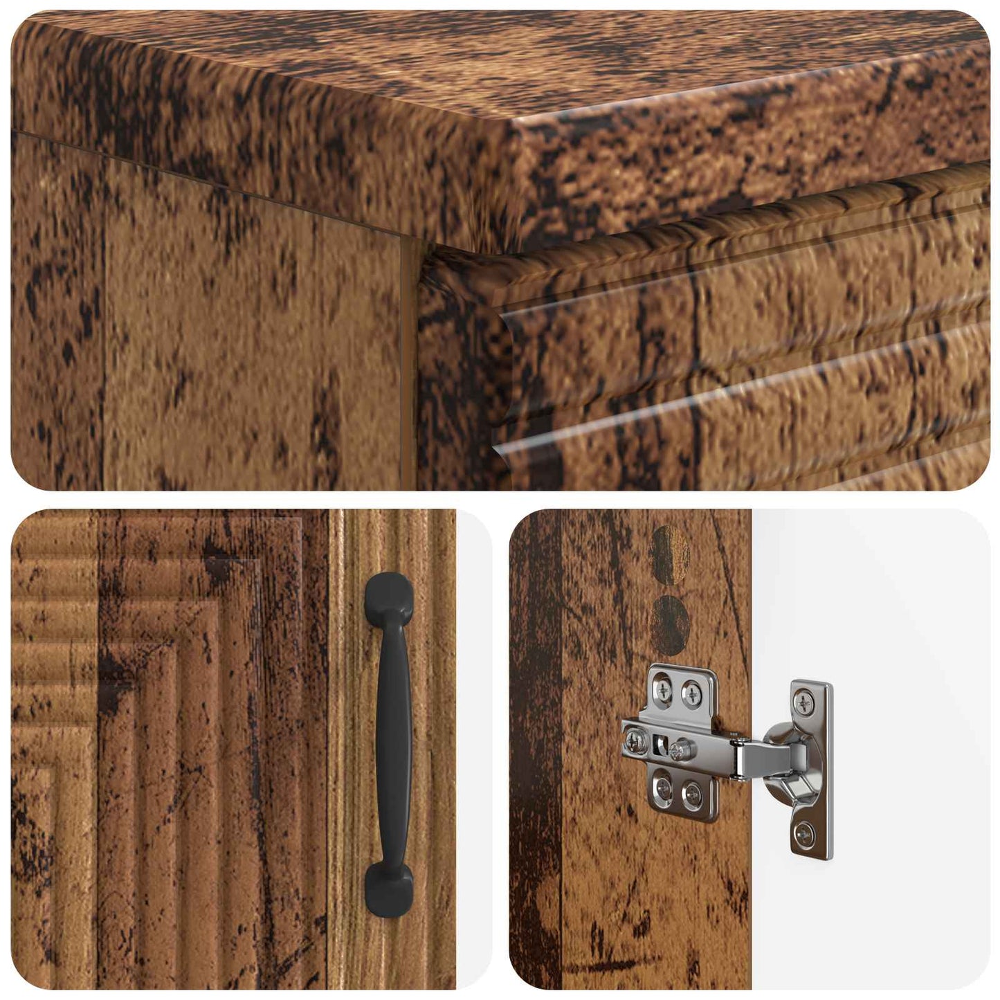 3 Piece Bathroom Cabinet Set HAARLEM Old Wood Engineered Wood