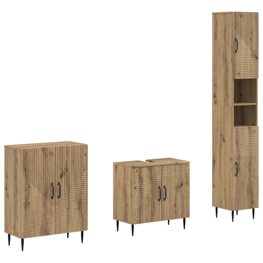 3 Piece Bathroom Cabinet Set HAARLEM Artisan Oak