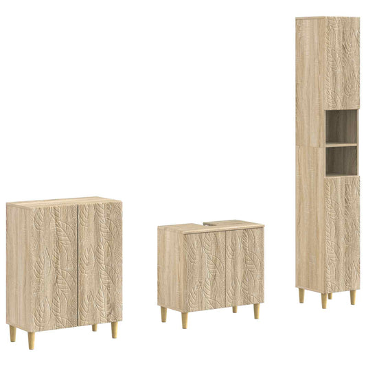 3 Piece Bathroom Cabinet Set DELFT Sonoma Oak Engineered Wood