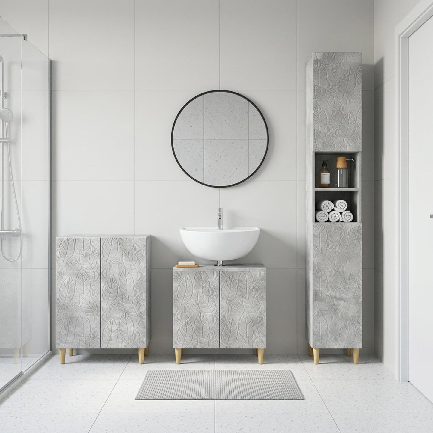 3 Piece Bathroom Cabinet Set DELFT Concrete Grey