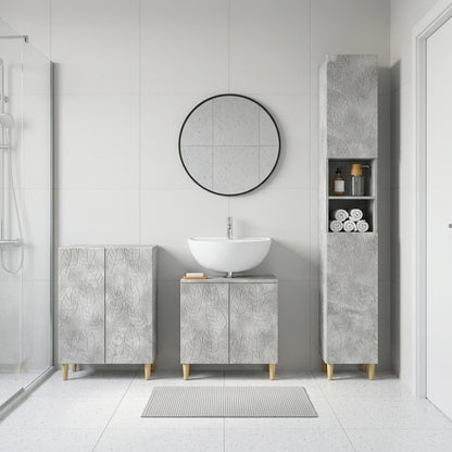 3 Piece Bathroom Cabinet Set DELFT Concrete Grey