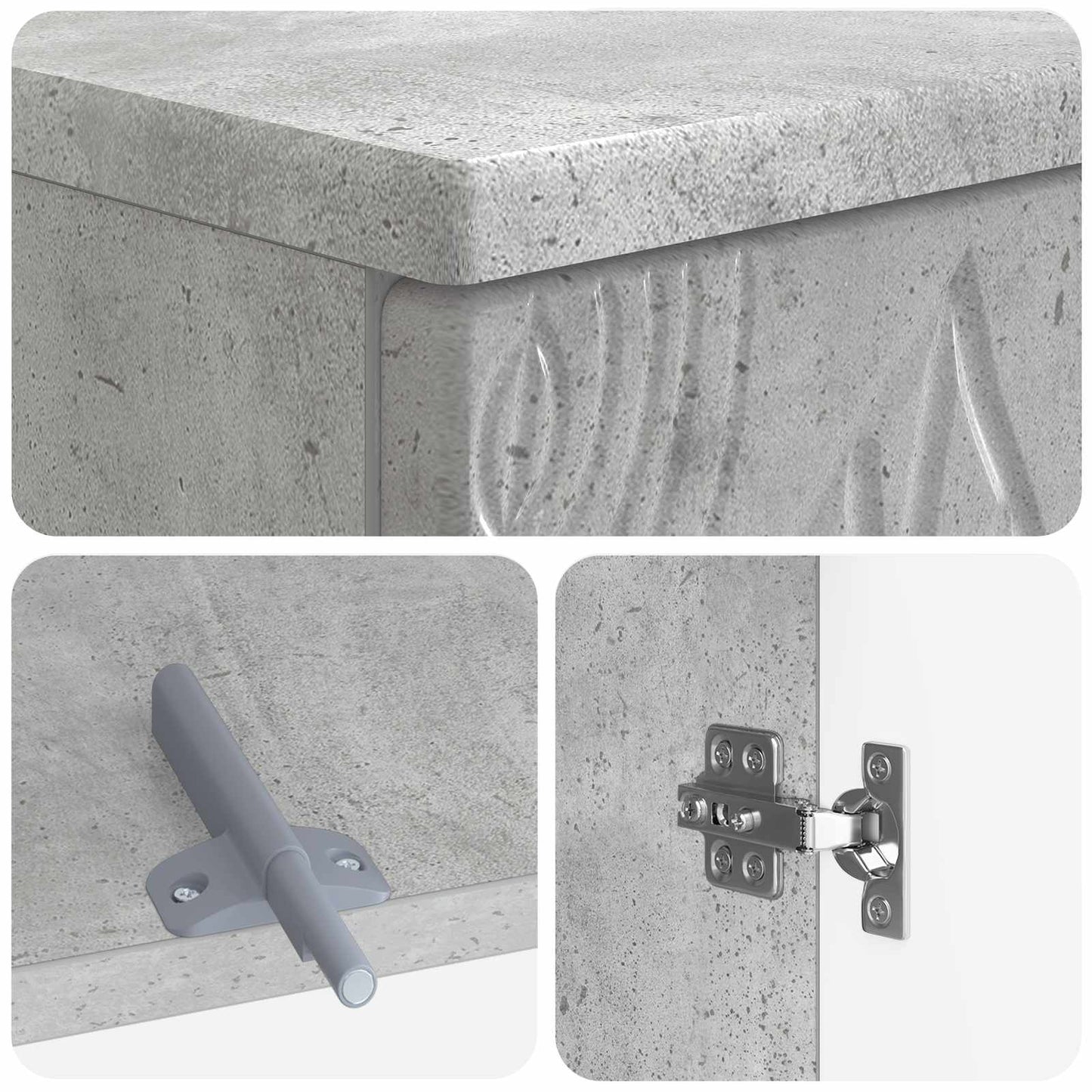 3 Piece Bathroom Cabinet Set DELFT Concrete Grey
