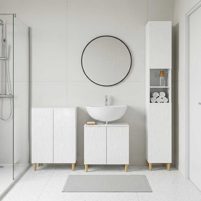 3 Piece Bathroom Cabinet Set DELFT High Gloss White