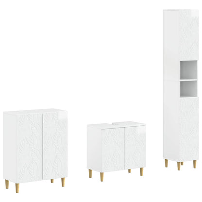 3 Piece Bathroom Cabinet Set DELFT High Gloss White