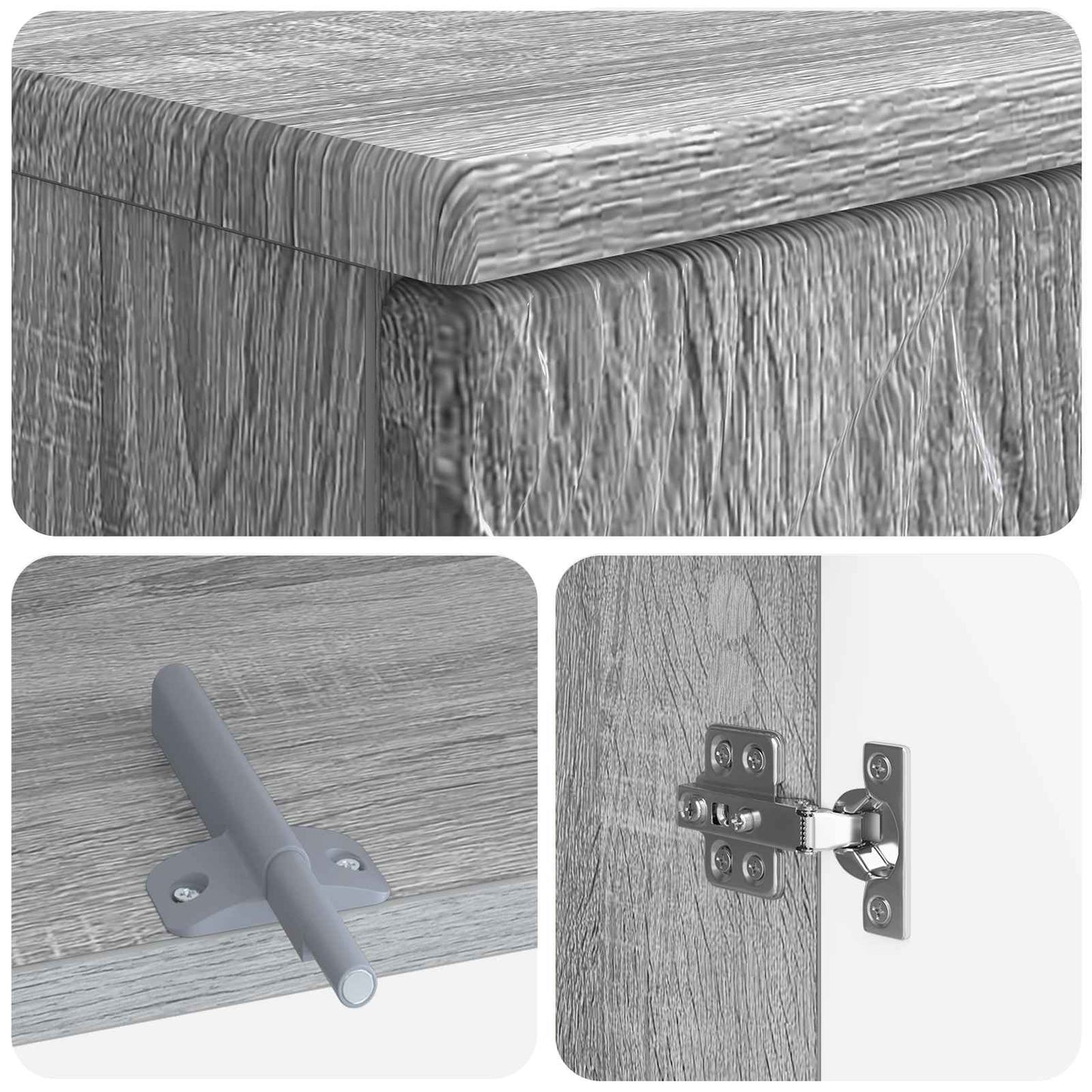 3 Piece Bathroom Cabinet Set DELFT Grey Sonoma Engineered Wood