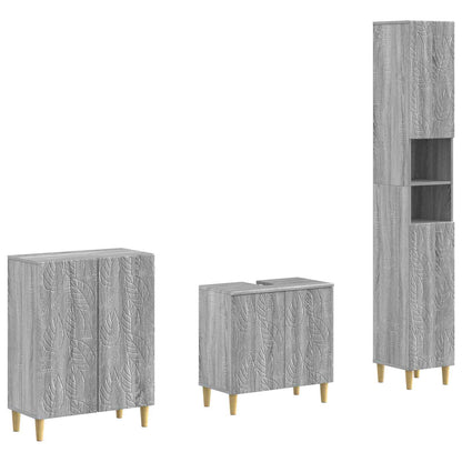 3 Piece Bathroom Cabinet Set DELFT Grey Sonoma Engineered Wood