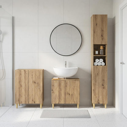 3 Piece Bathroom Cabinet Set DELFT Artisan Oak Engineered Wood