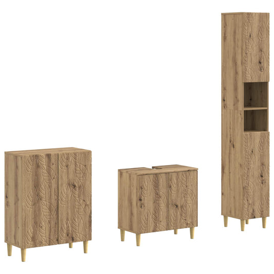 3 Piece Bathroom Cabinet Set DELFT Artisan Oak Engineered Wood