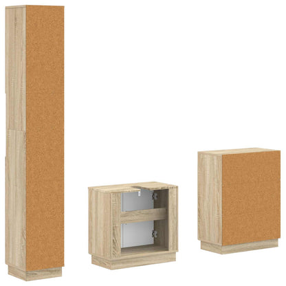 3 Piece Bathroom Cabinet Set HOORN Sonoma Oak Engineered Wood