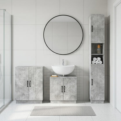 3 Piece Bathroom Cabinet Set HOORN Concrete Grey