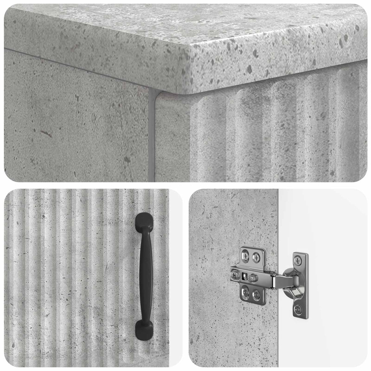 3 Piece Bathroom Cabinet Set HOORN Concrete Grey