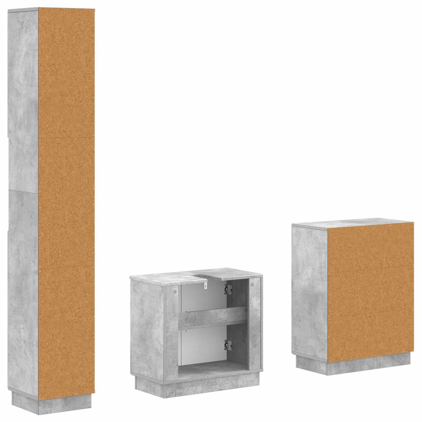 3 Piece Bathroom Cabinet Set HOORN Concrete Grey
