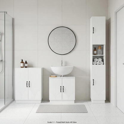 3 Piece Bathroom Cabinet Set HOORN High Gloss White