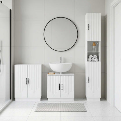 3 Piece Bathroom Cabinet Set HOORN High Gloss White