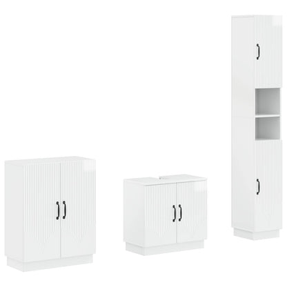 3 Piece Bathroom Cabinet Set HOORN High Gloss White