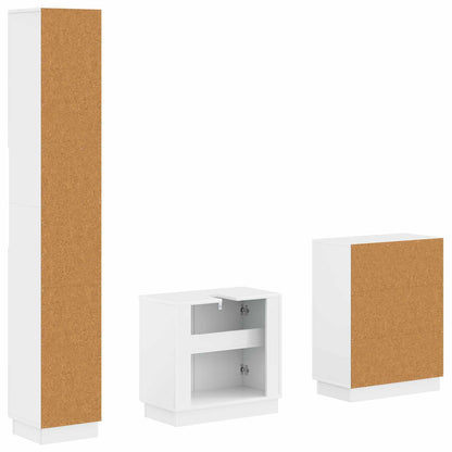 3 Piece Bathroom Cabinet Set HOORN High Gloss White