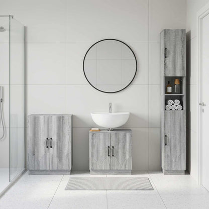 3 Piece Bathroom Cabinet Set HOORN Grey Sonoma Engineered Wood