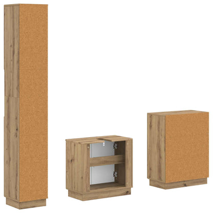 3 Piece Bathroom Cabinet Set HOORN Artisan Oak Engineered Wood