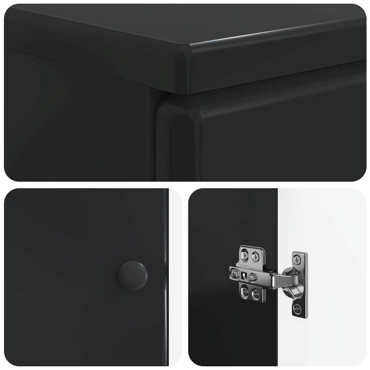 3 Piece Bathroom Cabinet Set BREDA Black Engineered Wood