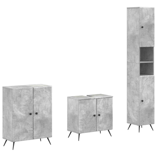 3 Piece Bathroom Cabinet Set BREDA Concrete Grey
