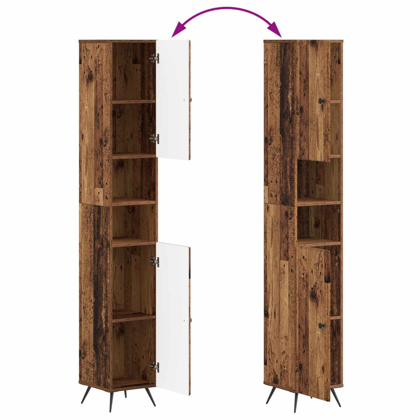 3 Piece Bathroom Cabinet Set BREDA Old Wood Engineered Wood