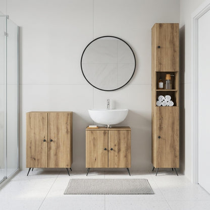 3 Piece Bathroom Cabinet Set BREDA Artisan Oak Engineered Wood