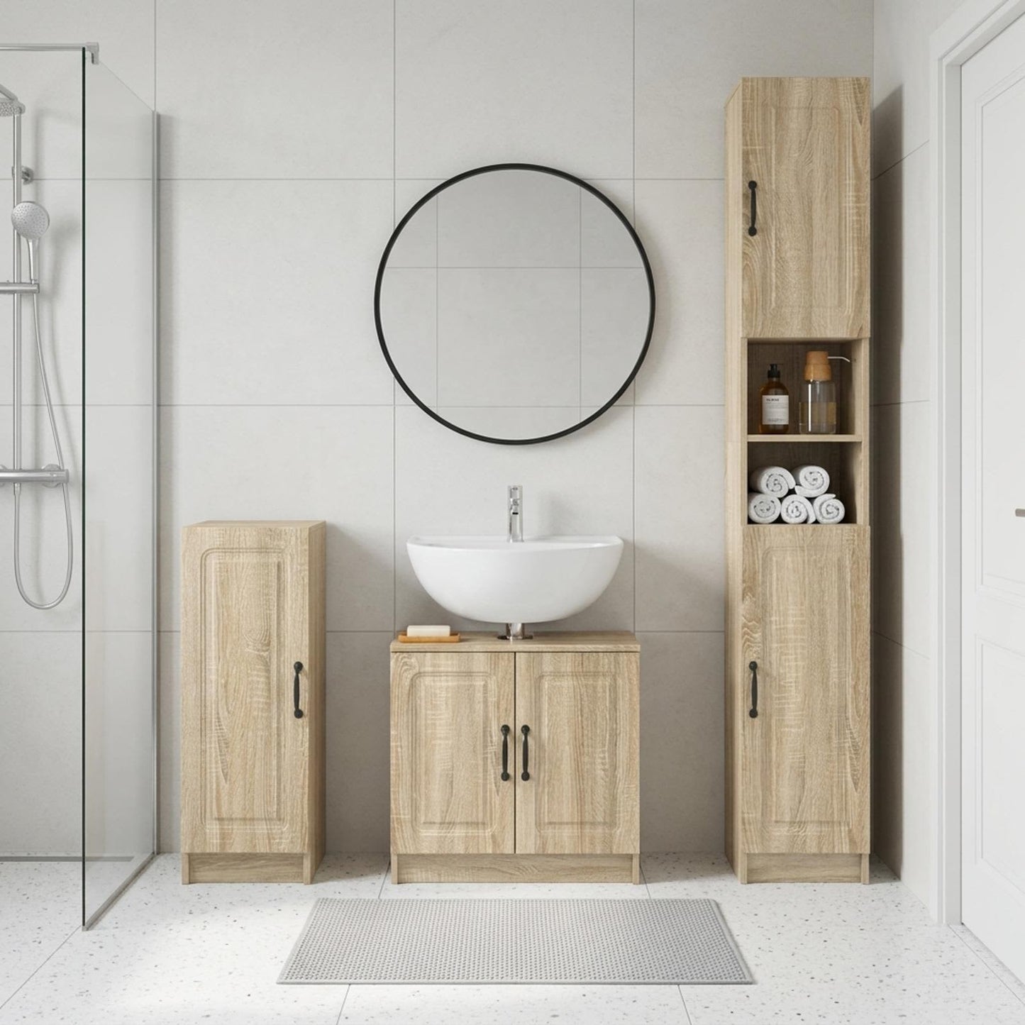 3 Piece Bathroom Cabinet Set UTRECHT Sonoma Oak Engineered Wood