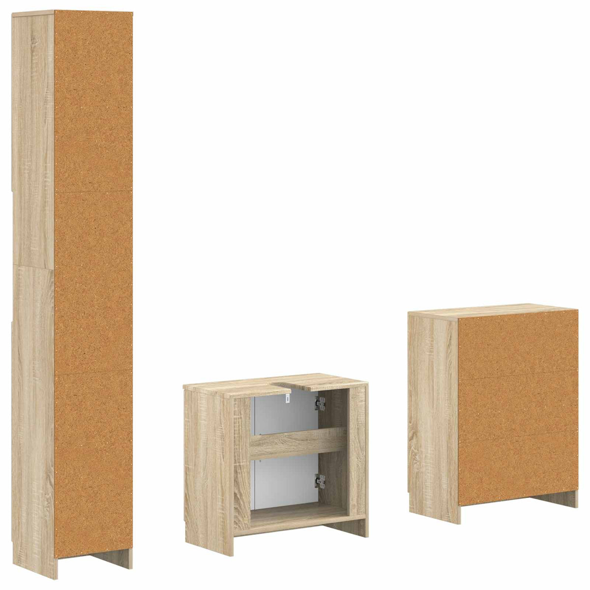 3 Piece Bathroom Cabinet Set UTRECHT Sonoma Oak Engineered Wood