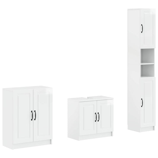 3 Piece Bathroom Cabinet Set UTRECHT High Gloss White