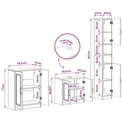 3 Piece Bathroom Cabinet Set UTRECHT High Gloss White