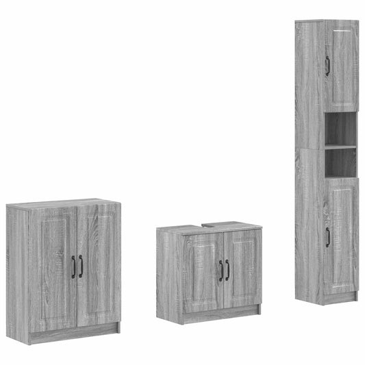 3 Piece Bathroom Cabinet Set UTRECHT Grey Sonoma