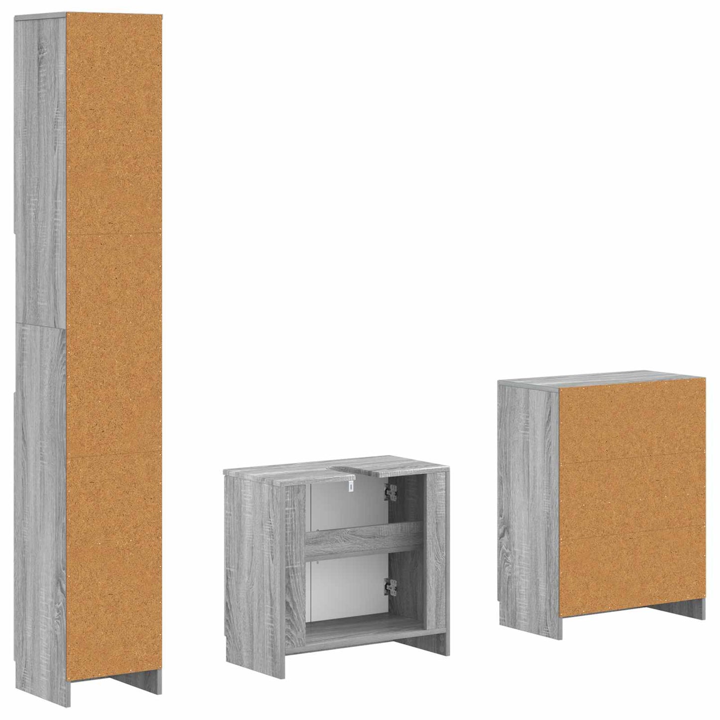 3 Piece Bathroom Cabinet Set UTRECHT Grey Sonoma