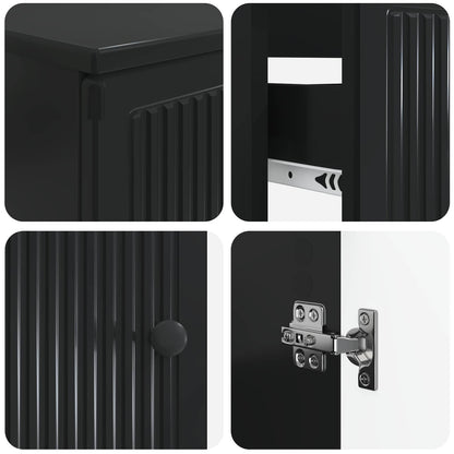 2 Piece Bathroom Cabinet Set EDE Black Engineered Wood
