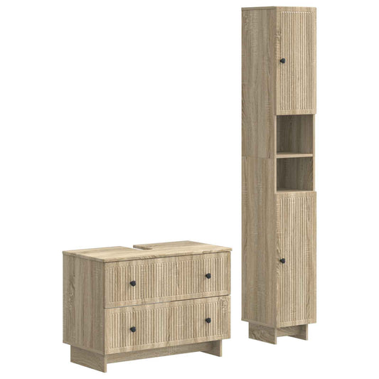 2 Piece Bathroom Cabinet Set EDE Sonoma Oak Engineered Wood