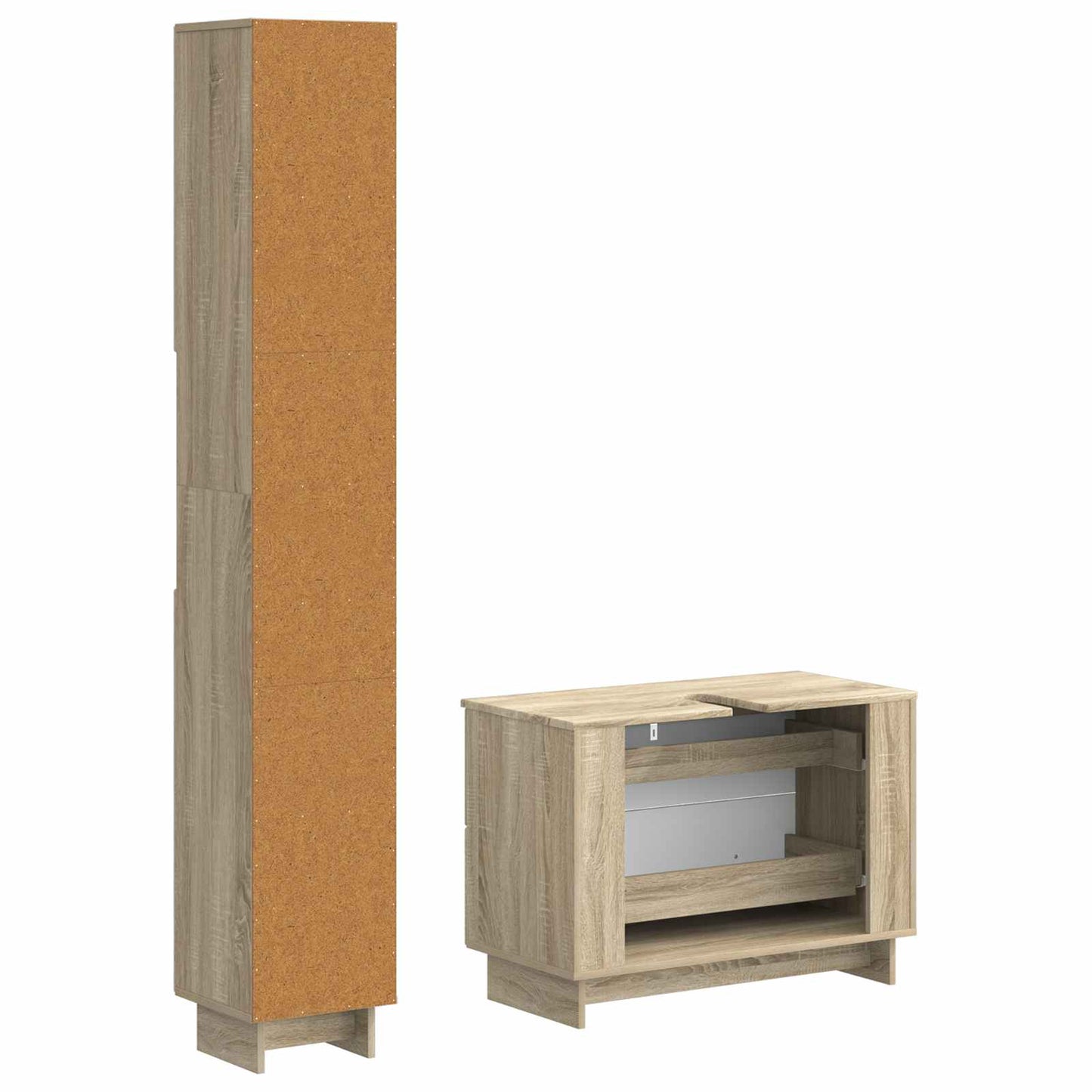 2 Piece Bathroom Cabinet Set EDE Sonoma Oak Engineered Wood