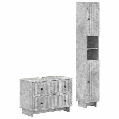 2 Piece Bathroom Cabinet Set EDE Concrete Grey Engineered Wood