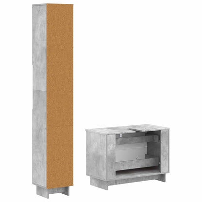 2 Piece Bathroom Cabinet Set EDE Concrete Grey Engineered Wood