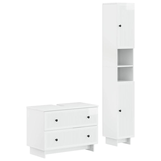 2 Piece Bathroom Cabinet Set EDE High Gloss White