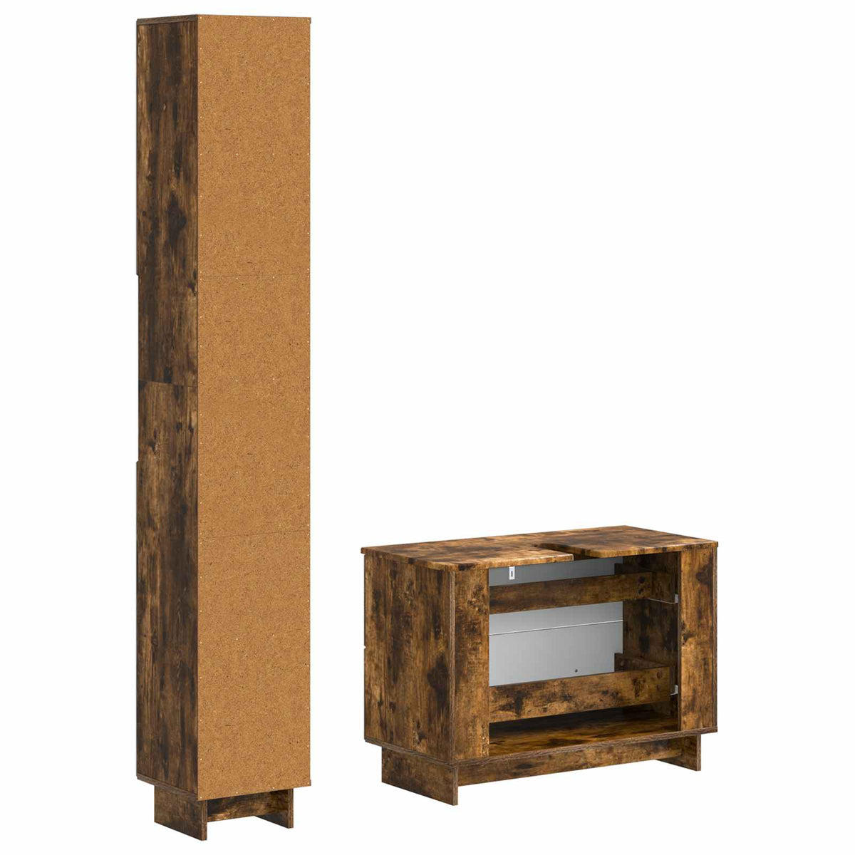 2 Piece Bathroom Cabinet Set EDE Smoked Oak Engineered Wood