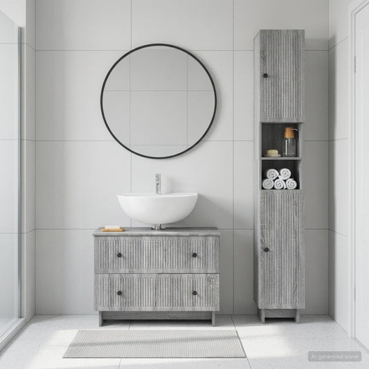 2 Piece Bathroom Cabinet Set EDE Grey Sonoma Engineered Wood